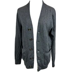 J.Crew Italian merino wool gray v-neck cardigan sweater size s